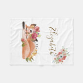 Couverture Polaire Bébé renard aquarelle mignon (Devant (Horizontal))