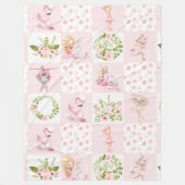 Couverture Polaire Bébé Rose Floral Animaux Couette Motif (Devant)