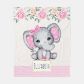 Couverture Polaire Bébé rose mignon éléphant et frontière Rose (Devant)