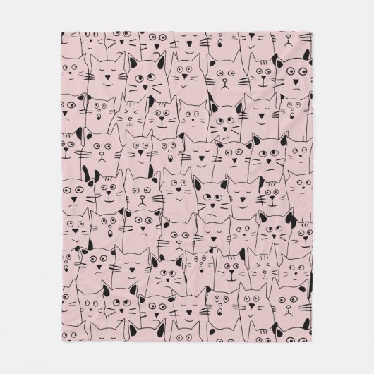 Couverture Polaire Bébé rose mignon Suspicious Kitties Chats Motif (Devant)