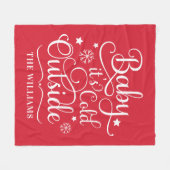 Couverture Polaire Bébé son froid dehors Rouge Script vacances en fam (Devant (Horizontal))