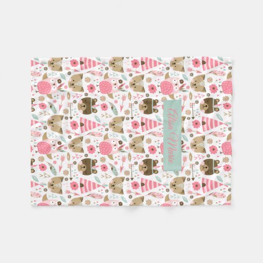 Couverture Polaire Bébé tribal mignon d'animaux (Devant (Horizontal))