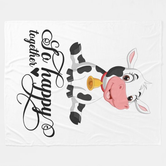 Couverture Polaire Bébé Vache si heureux ensemble (Devant (Horizontal))