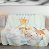 Couverture Polaire Bébé vert botanique mignon animaux dans un bain