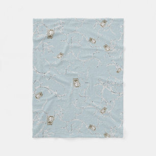 Couverture Polaire Bébés hiboux sur des branches enneigées en hiver