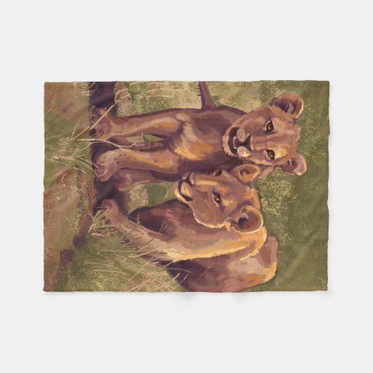 Couverture Polaire Bébés Lions (Devant (Horizontal))
