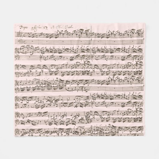 Couverture Polaire Bedtime avec Bach manuscrit musique classique (Devant (Horizontal))