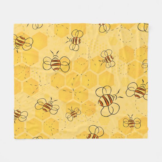 Couverture Polaire Bee Buzzing Honey Bees mignonne (Devant (Horizontal))
