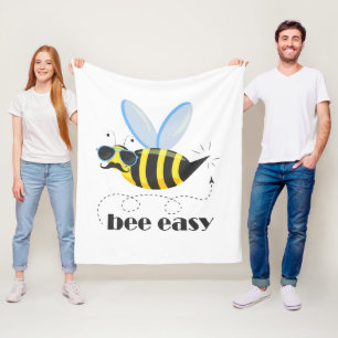 Couverture Polaire Bee caractère avec mustache lunettes de soleil Bee