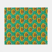 Couverture Polaire Bee on Sunflower Flower Pattern Design Green  (Devant (Horizontal))