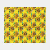 Couverture Polaire Bee on Sunflower Flower Pattern Design Yellow  (Devant (Horizontal))