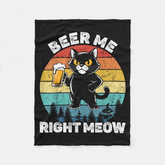 Couverture Polaire Beer Me Right Meow Funny Cat Drinking Humor  (Devant)