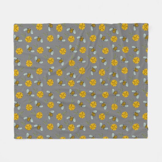 Couverture Polaire Bees & Beurre sur Grey (Devant (Horizontal))
