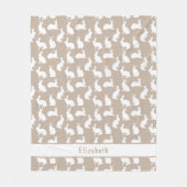 Couverture Polaire Beige And White Bunny Pattern With Name Easter (Devant)