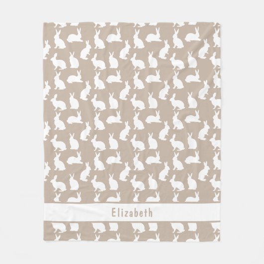 Couverture Polaire Beige And White Bunny Pattern With Name Easter (Devant)