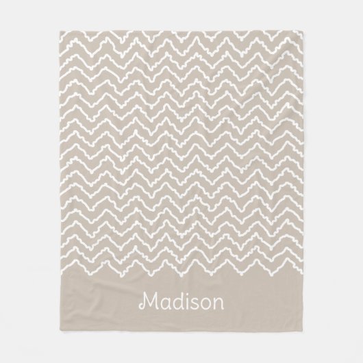 Couverture Polaire Beige And White Squiggly Chevron Zigzag Pattern (Devant)