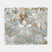 Couverture Polaire Beige Brown Bleu Floral Turquoise (Devant (Horizontal))