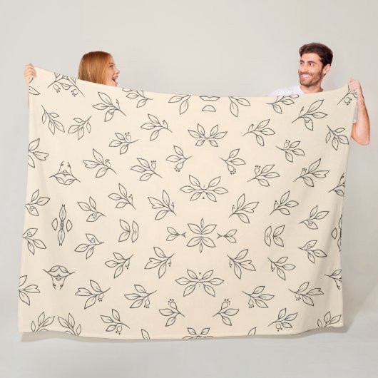 Couverture Polaire Beige Leaf Throw Blanket (En situation)