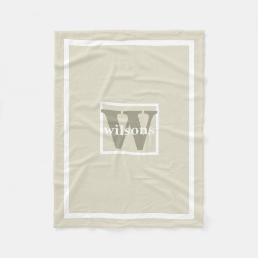 Couverture Polaire Beige Modern Initial et nom Fleece Baby Blanket (Devant)