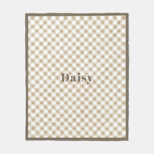 Couverture Polaire Beige neutre rustique En vichy Nom du plan (Devant)