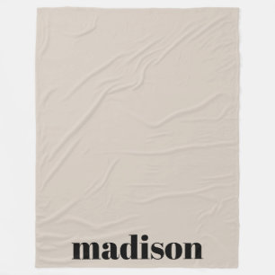 Couverture Polaire Beige Noir Moderne Monogramme Nom personnalisé
