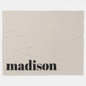 Couverture Polaire Beige Noir Moderne Monogramme Nom personnalisé (Devant (Horizontal))