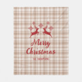 Couverture Polaire Beige Plaid Red Deer Joyeux Noël Nom personnalisé (Devant)