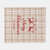 Couverture Polaire Beige Plaid Red Deer Joyeux Noël Nom personnalisé (Devant (Horizontal))