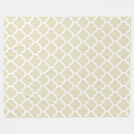 Couverture Polaire Beige White Moroccan Quatrefoil Pattern #5 (Devant (Horizontal))