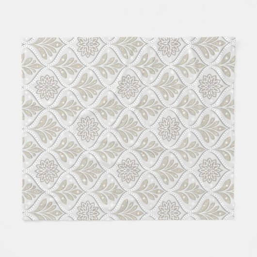 Couverture Polaire Beige & White Sparkling Quatrefoil Pattern (Devant (Horizontal))