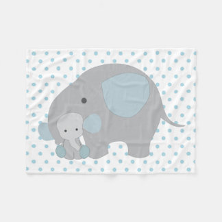 Couverture Polaire Bel éléphant de bleu de bébé