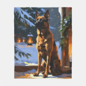 Couverture Polaire Belgian Malinois With Christmas Lights Holiday  (Devant)
