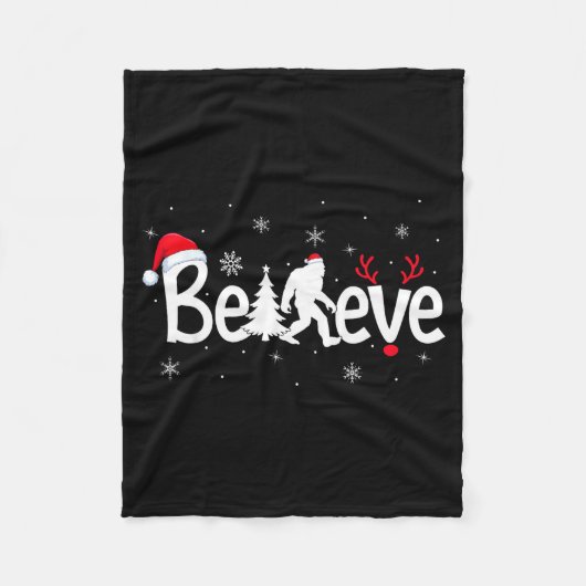 Couverture Polaire Believe Bigfoot Sasquatch Reindeer Santa Hat Merry (Devant)