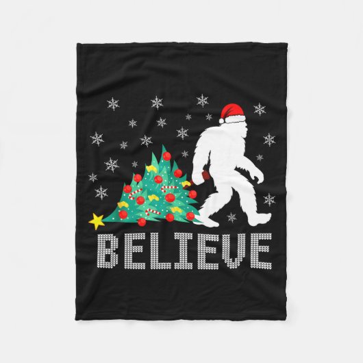 Couverture Polaire Believe Bigfoot Sasquatch Santa Reindeer Christmas (Devant)