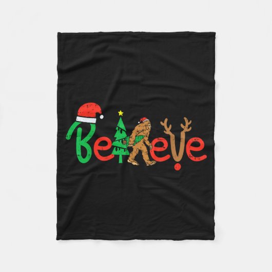 Couverture Polaire Believe Bigfoot Sasquatch Santa Reindeer Christmas (Devant)