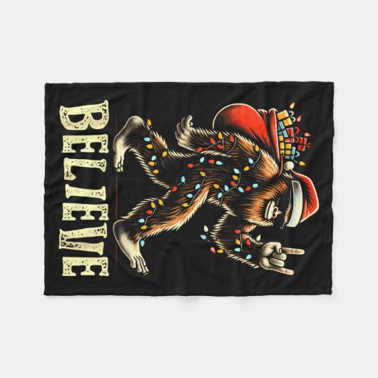 Couverture Polaire Believe Bigfoot Sasquatch Santa Reindeer Christmas (Devant (Horizontal))