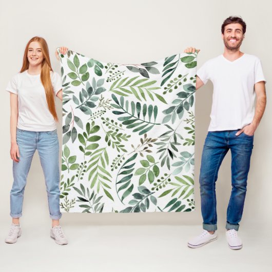 Couverture Polaire Belle aquarelle Botanique Feuille Motif (En situation)
