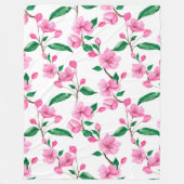 Couverture Polaire Belle Aquarelle fleurie rose cerise (Devant)