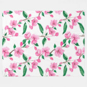 Couverture Polaire Belle Aquarelle fleurie rose cerise (Devant (Horizontal))