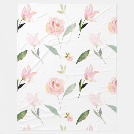 Couverture Polaire Belle aquarelle florale (Devant)