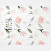 Couverture Polaire Belle Aquarelle Florale Rose (Devant (Horizontal))
