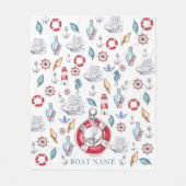 Couverture Polaire Belle aquarelle Nom du bateau nautique (Devant)