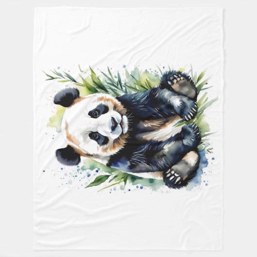 Couverture Polaire Belle aquarelle Panda Bear (Devant)