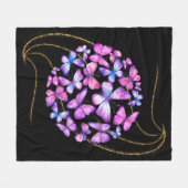 Couverture Polaire Belle Aquarelle Papillons avec Boule d'Or (Devant (Horizontal))