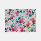 Couverture Polaire Belle aquarelle romantique motif rose floral (Devant (Horizontal))