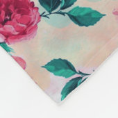 Couverture Polaire Belle aquarelle romantique motif rose floral (Coin)