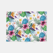 Couverture Polaire Belle aquarelle tropicale à peinture florale (Devant (Horizontal))