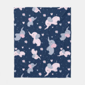 Couverture Polaire Belle bande dessinée éléphants motif sur bleu mari (Devant)