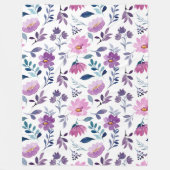 Couverture Polaire Belle botanique violet et blanc (Devant)