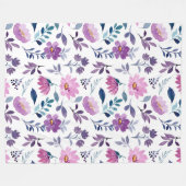Couverture Polaire Belle botanique violet et blanc (Devant (Horizontal))